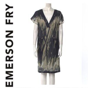 Emerson Fry Sheath dress SILK Black and Tan Dress